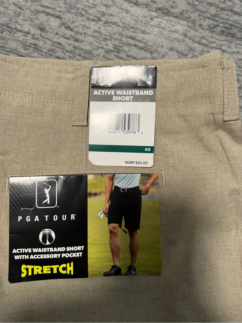PGA TOUR Men’s Stretch Active Waistband Shorts - Khaki